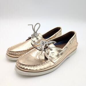 Sperry Authentic Original 2 Eye Boat Shoes Round Toe Women's Gold Size US8 EU39